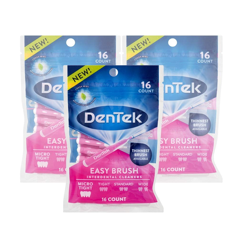 DenTek Easy Brush Micro Tight Interdental Cleaners, 16 count, Pack of 3