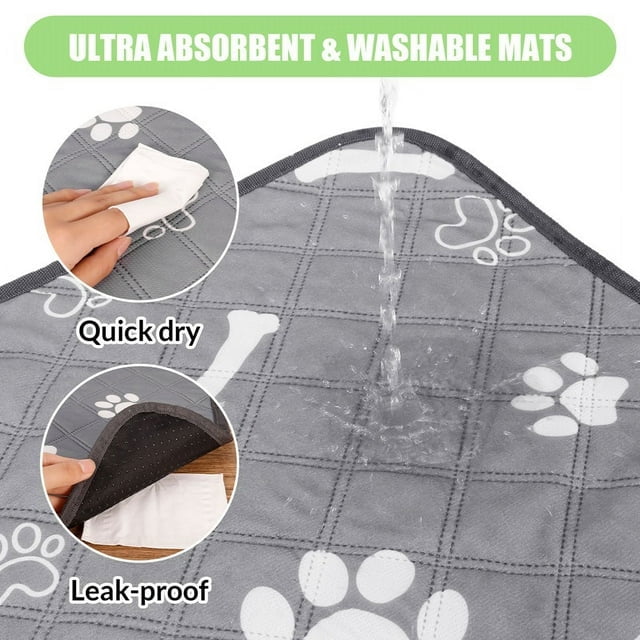 2 Pack Washable Pee Pads for Dogs,Non-Slip Dog Pads with Heavy Absorbency, Reusable Training Pads,18*24inch