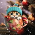 thumbnail image 5 of Loyerfyivos Christmas Ornaments Teacup Cat Decorations Kitten Kawaii Snowflake Hanging Christmas Ornaments 2024 Vintage Party Holiday Santa New Year for Mini Christmas Tree Supplies Merry Christmas, 5 of 8