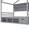 thumbnail image 5 of Full Size Platform Bed with Wooden House-shaped, Heavy Duty Solid Wood Bed Frame with  Bedside-shelves and Under Bed Storage for Kids, No Box Spring Needed, Grey, 5 of 7
