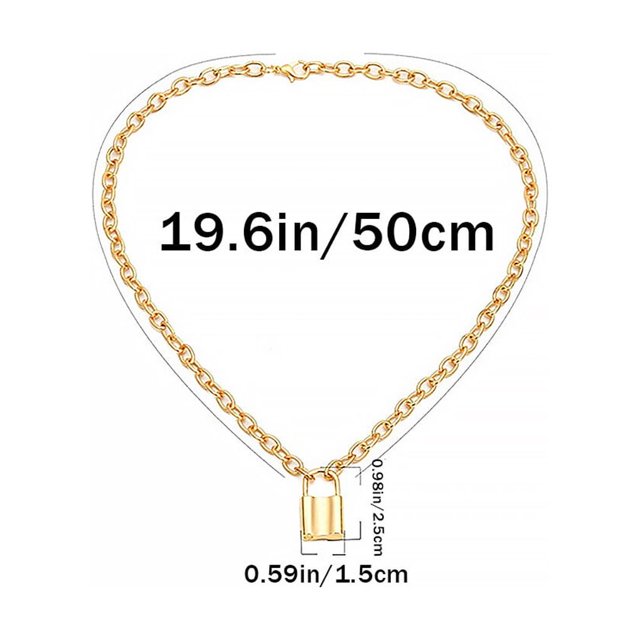 maskred Lock Pendant Chain Necklace Fashionable And Simple Lock Shape Pendant Easy To Wear Pendant Necklace Glod 3Set