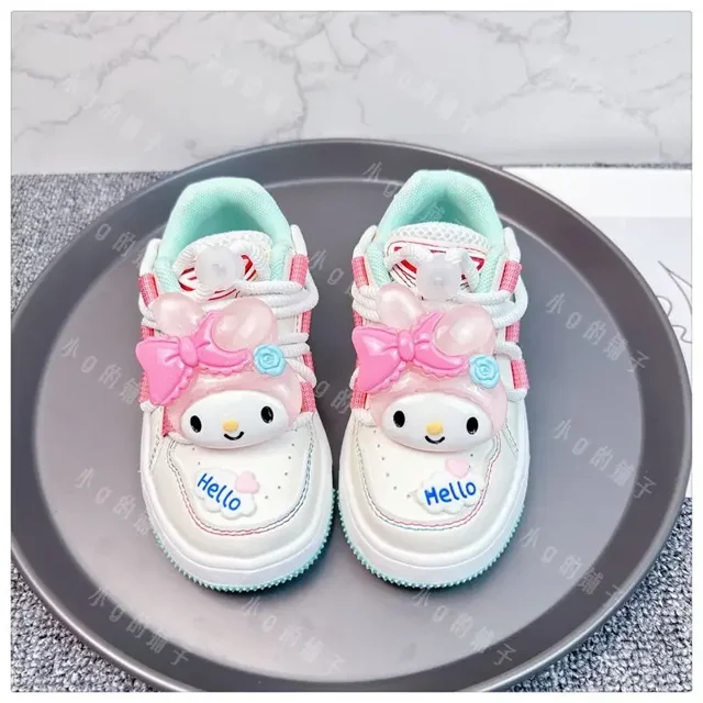 Sanrioed-zapatillas de deporte de dibujos animados My Melody Cinnamoroll HelloKittys para niños, Zapatillas altas Kawaii para deportes al aire libre, zapatos para correr, regalo para niños
