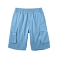 thumbnail image 6 of Men's Plain Cargo Shorts, Elastic Waist Multi-Pocket Pants, Summer Casual Straight Leg Bottoms, 6 of 7
