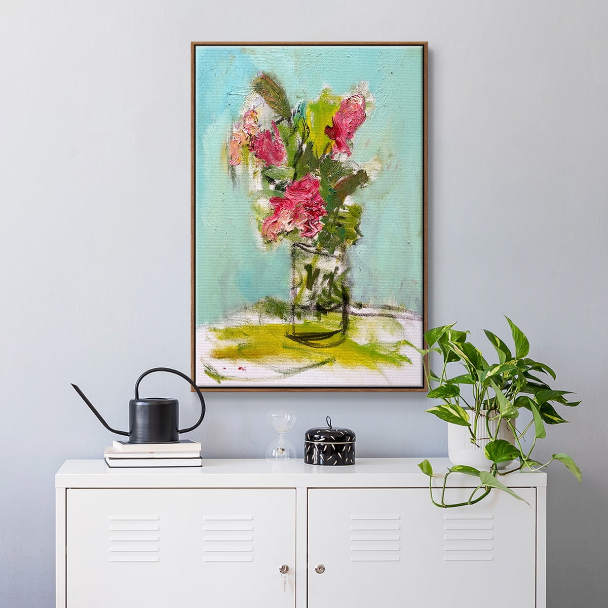 TURQUOISE LILLY Framed Premium Gallery Wrapped Canvas - Ready to Hang