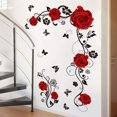 thumbnail image 3 of piezas de pegatinas de pared, pegatinas de pared de flores, pegatinas de pared de rosas rojas, pegatinas de pared de flores y mariposas, decoración de pared de sala de estar, dormitorio, sala de esta, 3 of 5