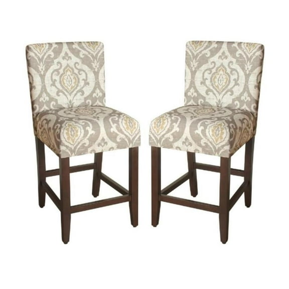 Home Square Suri 39.5" Wood and Fabric Height Barstool in Brown - Set of 2
