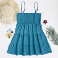 thumbnail image 6 of Summer Dresses for Women Square Neck Smocked Tiered Mini Dress Spaghetti Strap Breathable Casual Summer Dress Green XL, 6 of 6