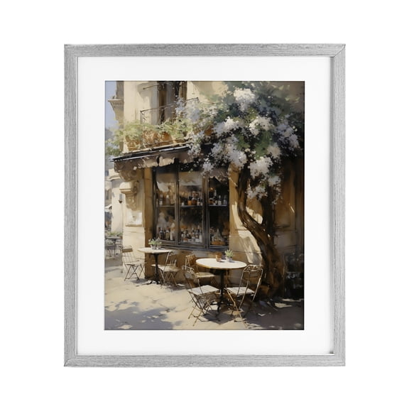 Stupell Industries Traditional Sunlit French Cafe Terrace Gray Framed Print Under Glass, 13 x 16, by Creative Studio