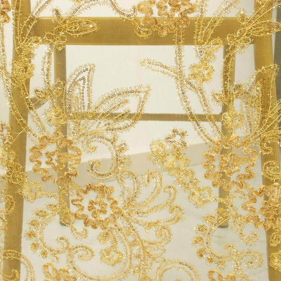 Efavormart Gold Organza Floral Sequin Embroidered Wedding Chiavari Slipcover, Wedding Chair Back Lace Cover