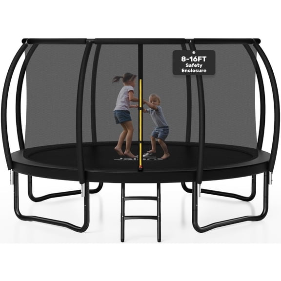 Allviate Trampoline 8FT 10FT 12FT 14FT 16FT, Recreational Trampolines with Enclosure Net and Ladder, Outdoor Anti-Rust Trampolines for Kids and Adults