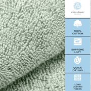 White Classic Hotel Collection Luxury Soft Cotton Hand Towels, Light Green, 16 x 30, 6 Pack