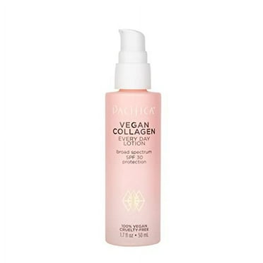 Pacifica Beauty Vegan Collagen SPF 30 Broad Spectrum Sunscreen Every Day Face Lotion, UVA/UVB Protection for All Skin Types, Lightweight Formula, Moisturizing Hydrating, Cruelty Free, White, 1.7 Fl Oz