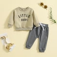 thumbnail image 2 of Fgnfyis Fall Winter Clothes Set Toddler Letter Print Sweatshirt Pullover Tops Pants Outfits Set Tracksuit Clothing Khaki 6-12 Months, 2 of 3