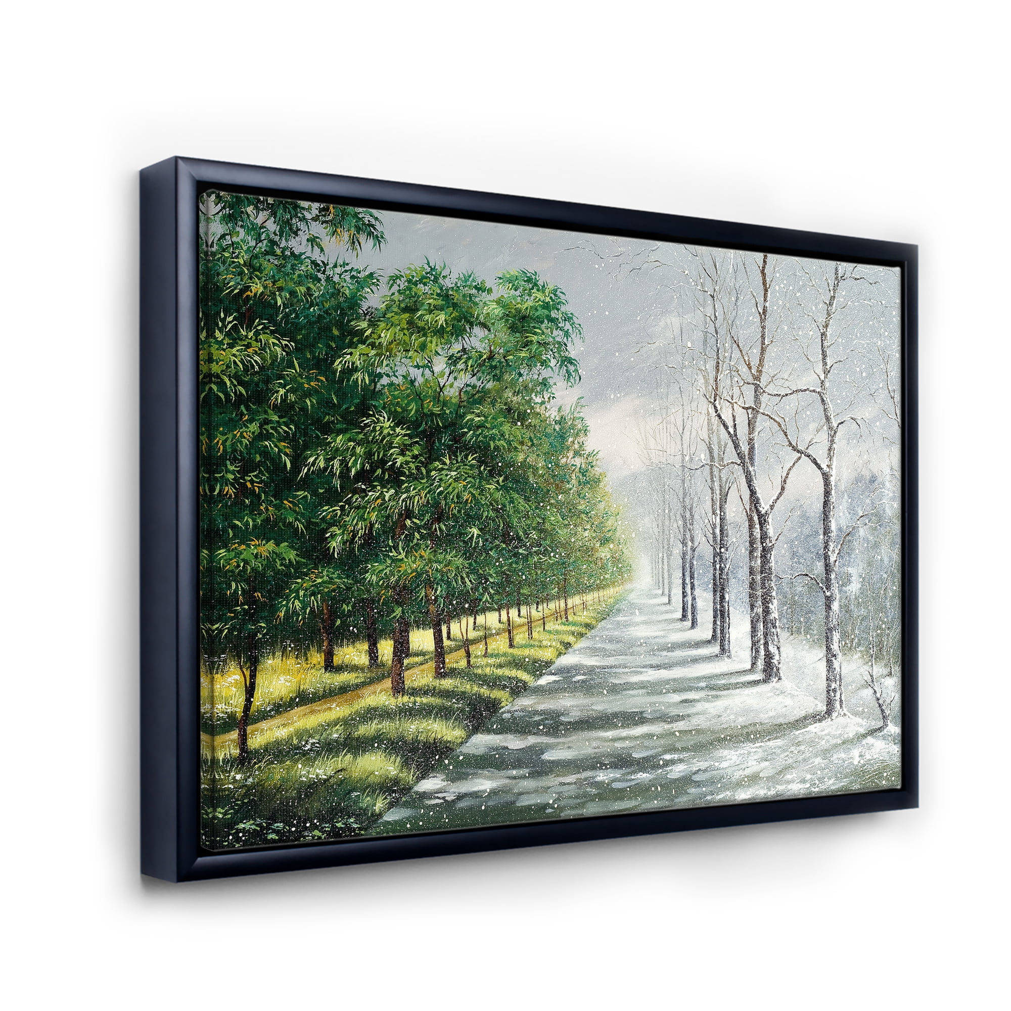 Designart 'Summer and Winter United' Country Framed Canvas Wall Art Print