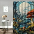 thumbnail image 2 of Patifu Forest Mushrooms Moon Bathroom Shower Curtain Set with Hooks 69"x72, 2 of 7