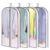 4 pack 40" Clear Garment Bags for Storage, Gusseted Hanging Clothes Bags with Full Zipper, Ideal for Closet Organization and Suit Protection