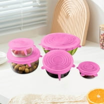6PCS Reusable Silicone Stretch Lids Set - Airtight Elastic Food Covers Heat Resistant for Microwave Bowls and Containers - Pink