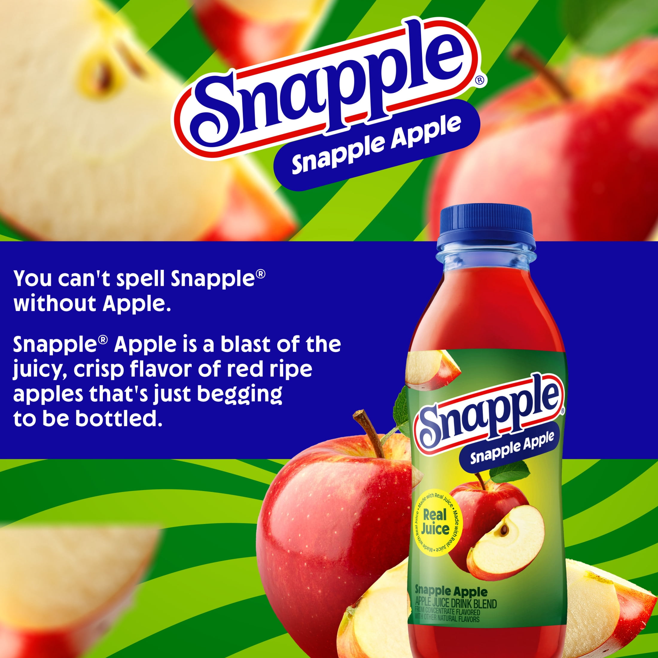 Snapple Apple Juice Drink, 16 fl oz, 12 Count Bottles