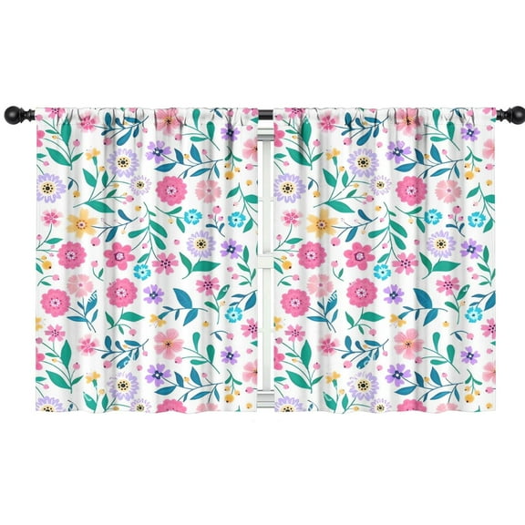 Blackout Kids Curtains,Pioneer Flower Floral Print Pattern Childrens Insulated Curtains Set Of 2,Bedroom Essentials,Toddler Room Decor 42"x54"