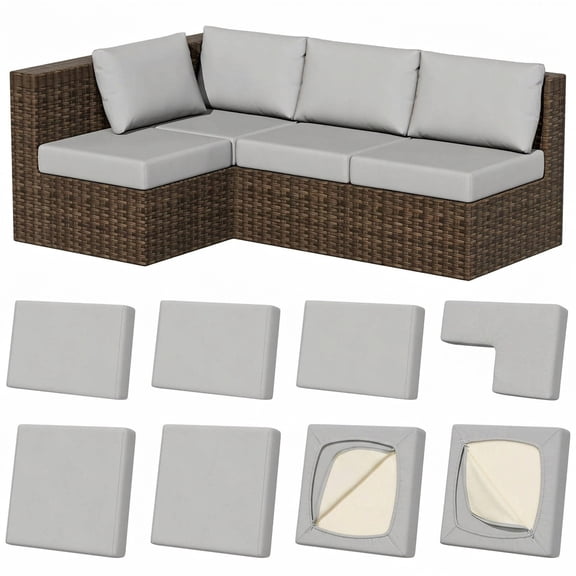 8outdoor Cushion Covers Stretch Pationiture Couch Chair Slipcovers | Washable Pet Friendly Seat Replacement Soft Sofa Slip 4-larg