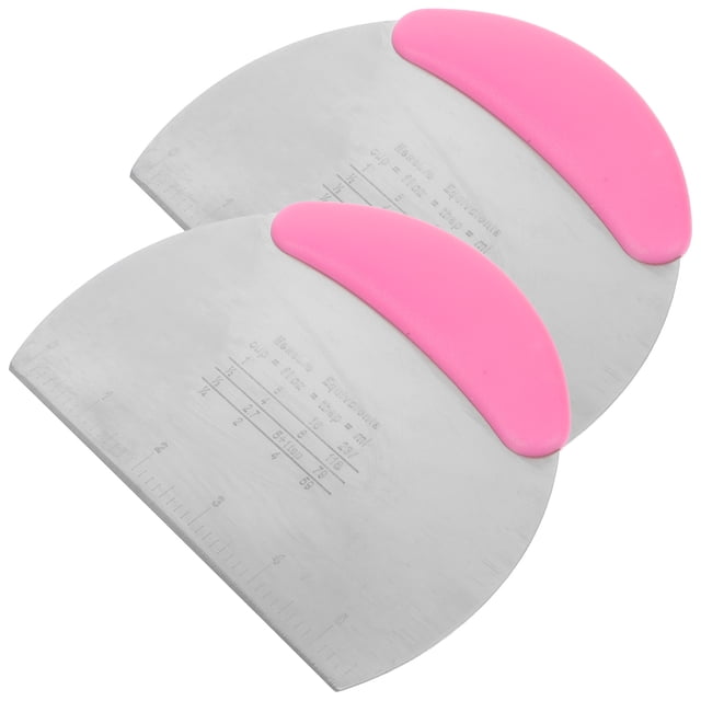 2 cortadores de masa de acero inoxidable para cocina con escala y mango de silicona, raspadores de crema.