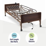 Semi Electric Hospital Bed with Full Rails Included - for Home Care Use and Medical Facilities - Fully Adjustable, Easy Transport Casters, Remote - 80" x 36" - No Mattress