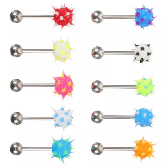 K-KED 10 Pcs Hairy Ball Tongue Pin Piercing Art Accessories Cool Studs Miss