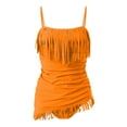 thumbnail image 5 of mgoYE Women One Piece Swim Dress Tummy Control Swimsuits Slimming Mesh Sheer Sarong Wraps Bathing Suit(Orange,S), 5 of 9