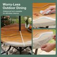 thumbnail image 5 of Round Outdoor Tablecloth with Umbrella Hole and Zipper, Orange Ocean Waves Tablecloth with Elastic Waterproof, Coastal Country Abstract Ombre Stripes Patio Table Covers for 31" - 35" Pool Tables, 5 of 9