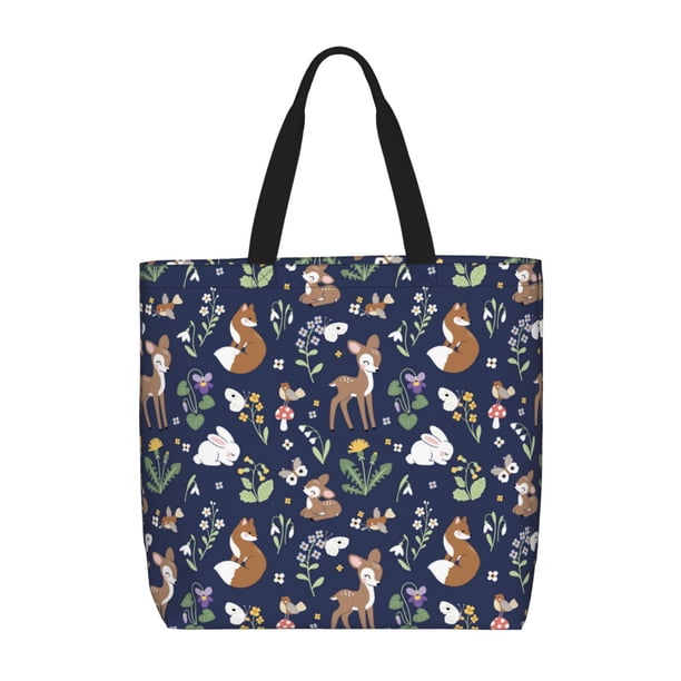 Easygdp Animals And Wildflowers Bolsa Tote para Mujer, Bolso de Hombro para Trabajo, Playa, Viajes, Compras y Supermercado