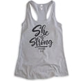 thumbnail image 1 of She Is Strong Tank Top, Ladies Racerback Tank Top, Empowered Tank, Jesus Tank, Scripture Tank Proverbs Tank, Heather Gray, Large, 1 of 3