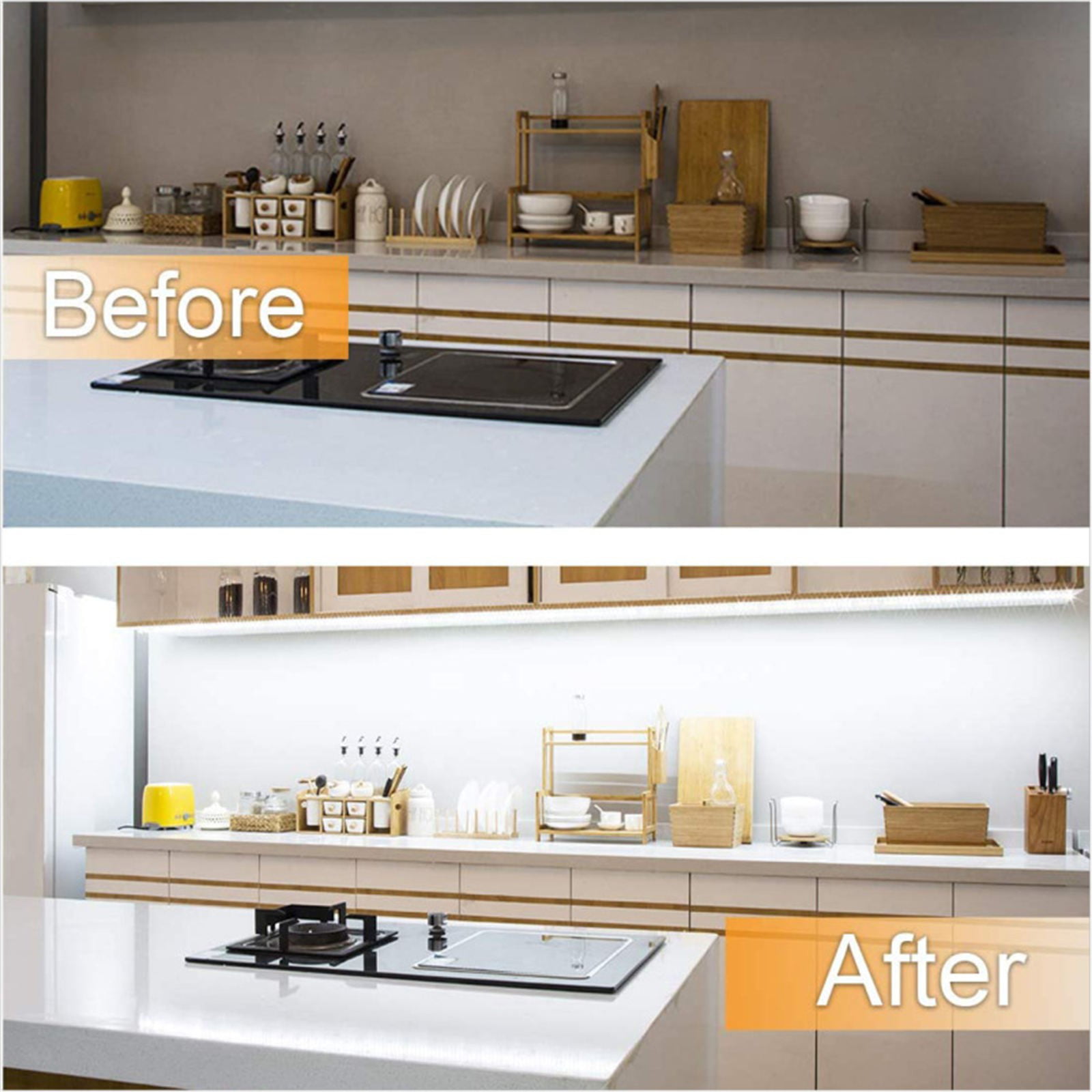 LED Under Kitchen Cupboard/Cabinet Strip Lights,Detolf Lights Linkable Plug in 