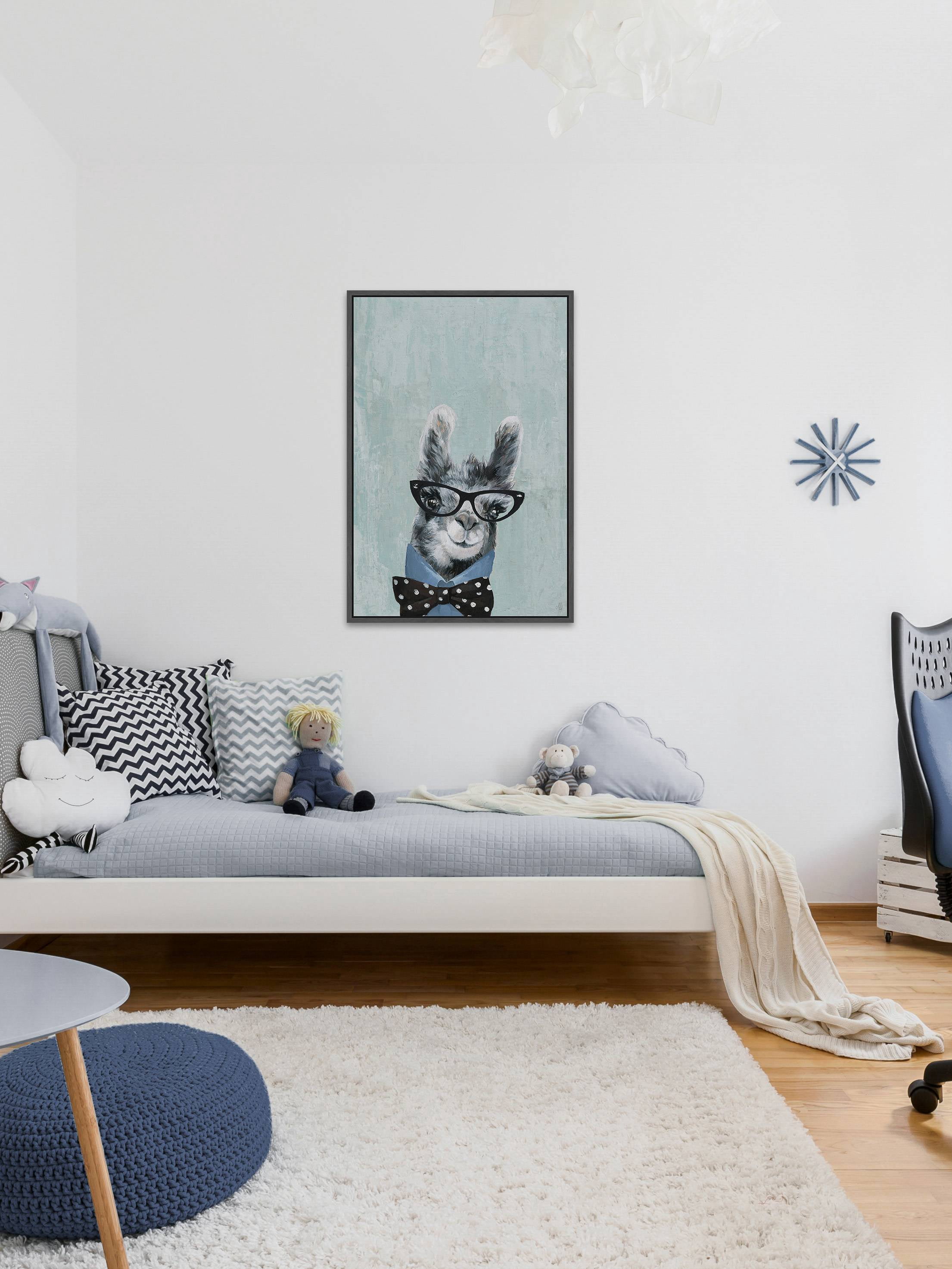 Llama with a Bow II Floater Framed Painting Print on Canvas