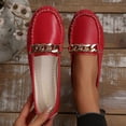 thumbnail image 6 of Dweltoz Women's Leather Loafers Business Casual Comfortable Boat Shoes Lightweight Slip-Ons Classic Dress Shoes,Red 41, 6 of 9