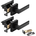 thumbnail image 1 of Square Door Lever Privacy Door Lock Handleset Keyless Lockset Door Knobs Storage Room Bathroom Set No Key in, 1 of 9