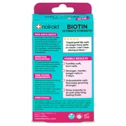Nail-Aid Biotin Ultimate Strength, Concentrated Vitamin B7 Nail Strengthener for Soft, Torn, Peeling & Breaking Nails, Vitamin B5, Anti-Chip Mega-Shine Finish, 0.55 FL oz