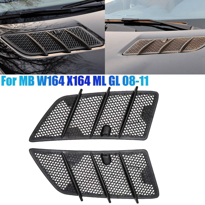 2 Pcs Car Hood Upper Air Vent Grille Cover for W164 ML 320 350 450 550 63AMG 2008-2011 Right & Left,1 * Right Passenger Side Hood Upper Grill Vent 1 * Left Driver Side Hood Upper Grill Vent,black