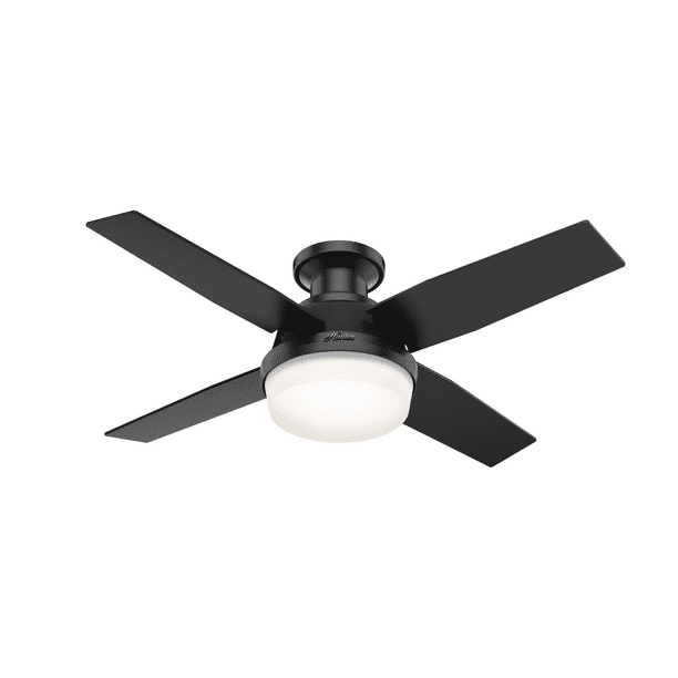 Hunter Fan 44in Dempsey Low Profile, Black Outdoor Ceiling Fans With Lights
