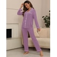 thumbnail image 3 of Conjunto de pijama ZMJ para mujer, manga larga, color lavanda, 2 piezas, talla S, 3 of 7