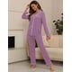 thumbnail image 3 of Conjunto de pijama ZMJ para mujer, manga larga, color lavanda, 2 piezas, talla S, 3 of 7