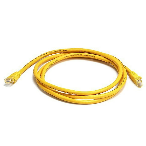 Monoprice Cat6 Ethernet Patch Cable - Network Internet Cord - RJ45, Stranded, 550Mhz, UTP, Pure Bare Copper Wire, 24AWG, 5ft, Yellow