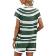 thumbnail image 4 of Sewkxo Womens 2 Piece Sets Summer Stripe Workout Set 2026 Two Piece Lounge Set Matching Clothing Tshirts Short,Dark Green S, 4 of 4
