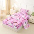 thumbnail image 2 of Manfei Cute Ghost Sugar Skull Twin Sheets 3pcs, Halloween Spooky Pumpkin Bedding, Hot Pink White,1 Fitted Sheet, 1 Flat Sheet and 1 Pillowcase, 2 of 5
