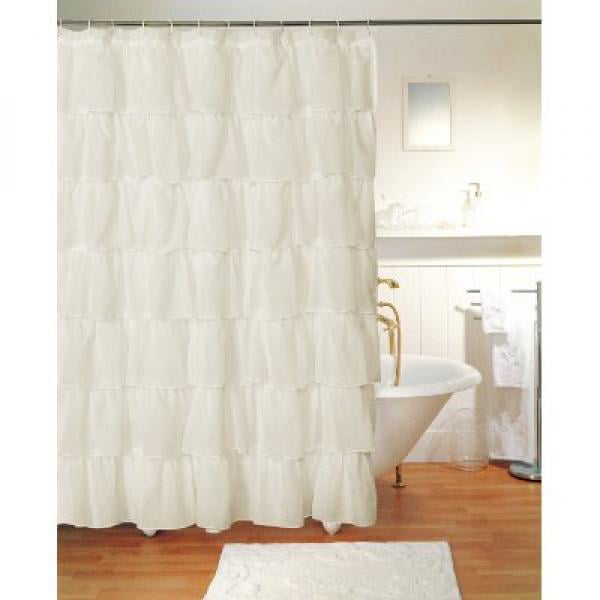 Farmhouse Rustic Style 72/’/’x72/’/’ GARSTYLE White Ruffle Diamond Fabric Shower Curtain for Bathroom