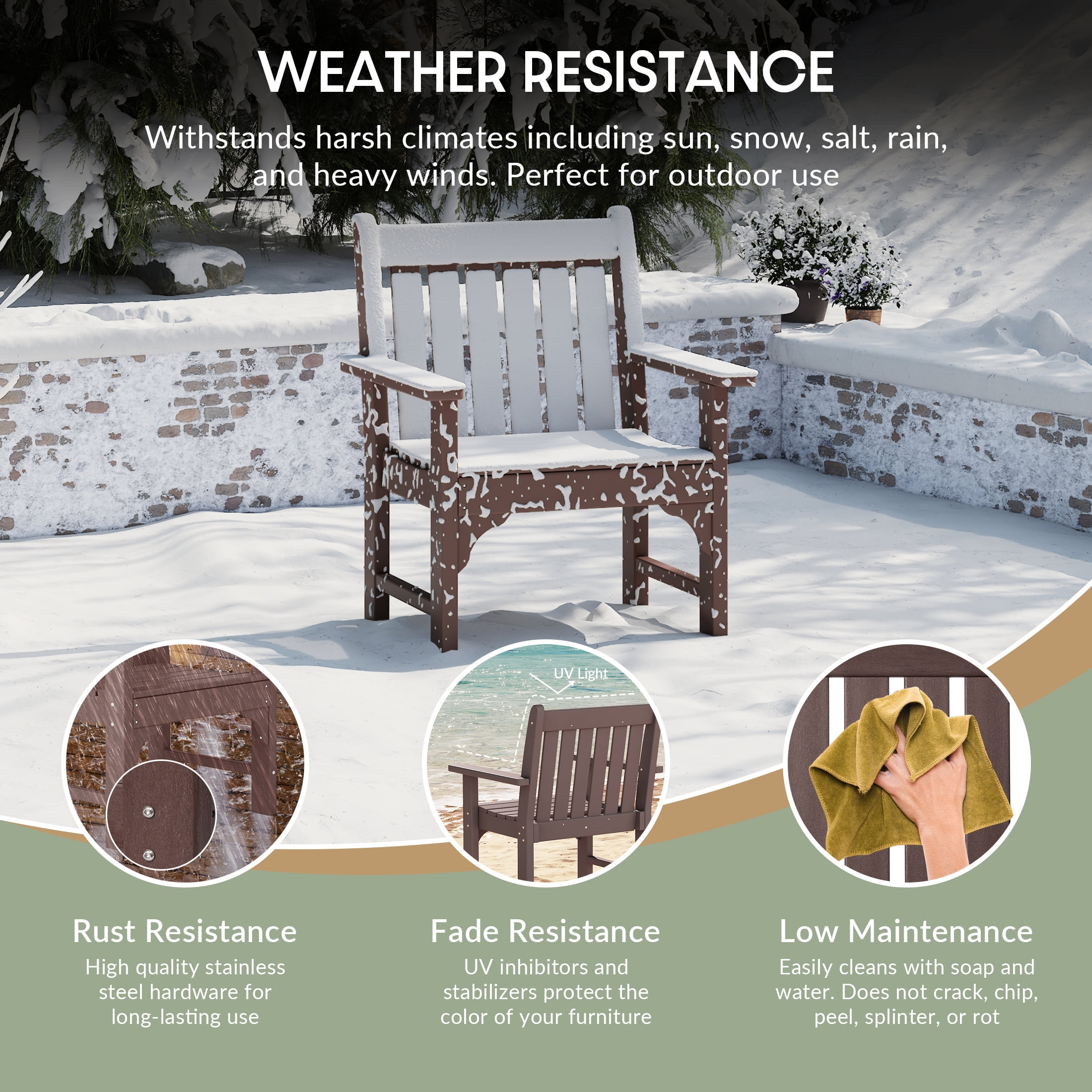 WestinTrends Malibu Outdoor Patio HDPE Adirondack Dining Arm Chair, Dark Brown