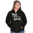 thumbnail image 3 of Black Coffee Morning First Caffeine Womens Plus Size Graphic Zipper Hoodie Brisco Brands 2X, 3 of 5