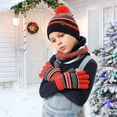 thumbnail image 3 of Moclever Knitted Hat Scarf Gloves for Kids, 3Pcs Unisex Winter Warm Beanie Hat and Glove Scarf Set for 4-7 Year Old Kids, Orange, 3 of 7