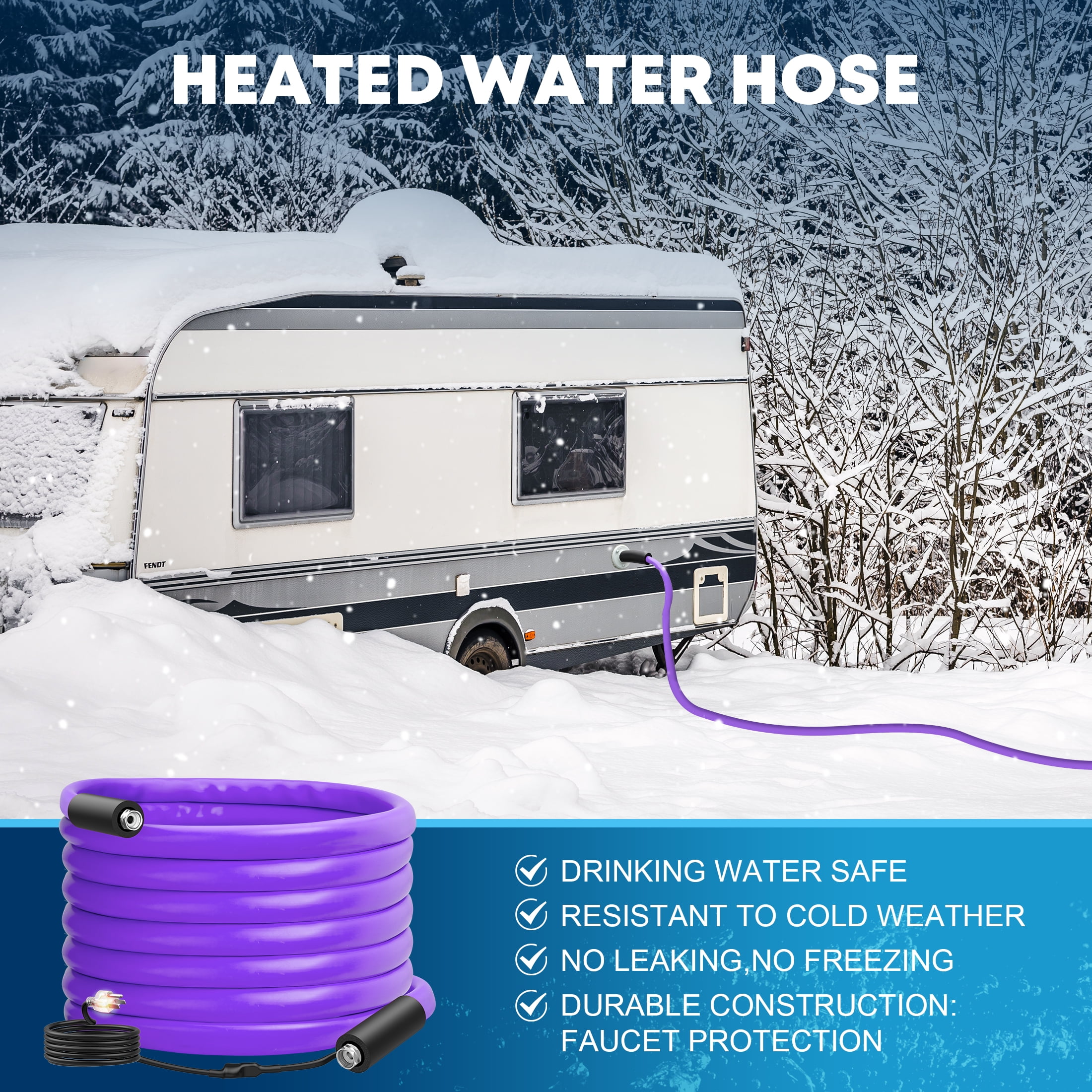 Kohree 25 FT Heated Water Hose with Storage Bag for RV,Drinking Water Hose Antifreeze to -40℉ for Trailer,Truck,Garden-(Purple)
