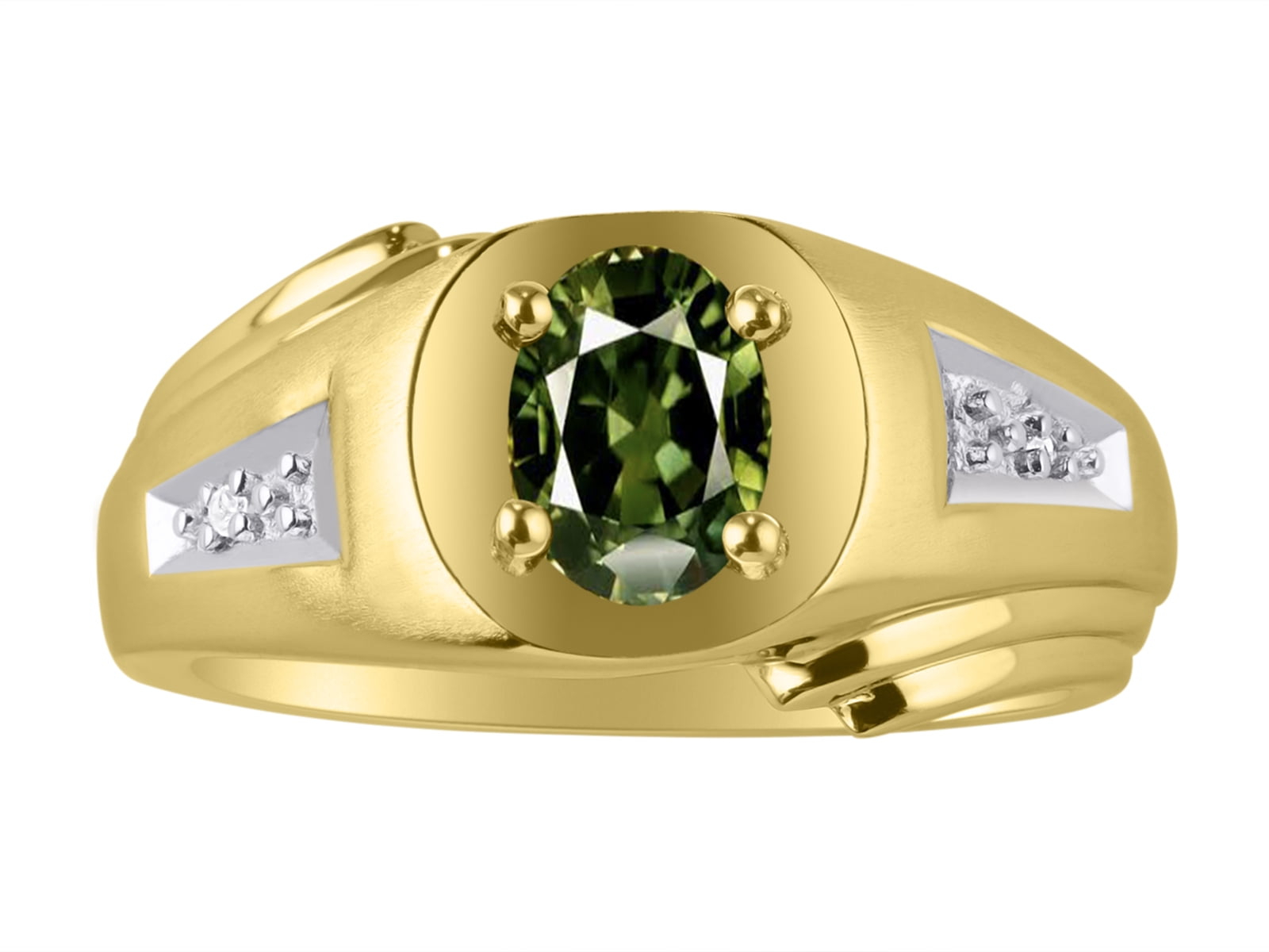 RYLOS Ladies Ring with Oval Shape Gemstone /& Genuine Sparkling Diamonds in 14K Yellow Gold Plated Silver .925-6X4MM Color Stone