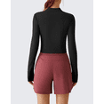thumbnail image 3 of G4Free Lightbreeze Women's UPF 50+ Sun Shirts Long Sleeve Crop Workout Tops Thumbholes Mock Neck Quater Zip Tees Running, 3 of 7